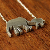 Elephant Mom and Baby Silhouette Necklace