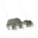 Elephant Mom and Baby Silhouette Necklace