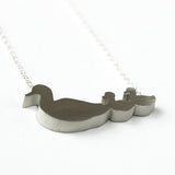 Duck Mom and 2 Babies Silhouette Necklace