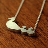 Duck Mom and 2 Babies Silhouette Necklace