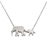 Elephant Mom and Baby Silhouette Necklace