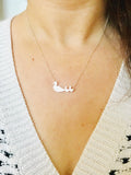 Duck Mom and 2 Babies Silhouette Necklace