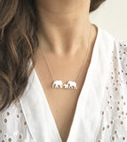 Elephant Parents and Baby Silhouette Necklace