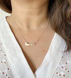 Duck Mom and 2 Babies Silhouette Necklace
