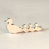 Duck Mom and 3 Babies Silhouette Necklace