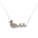 Duck Mom and 2 Babies Silhouette Necklace