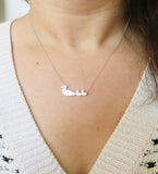 Duck Mom and 2 Babies Silhouette Necklace