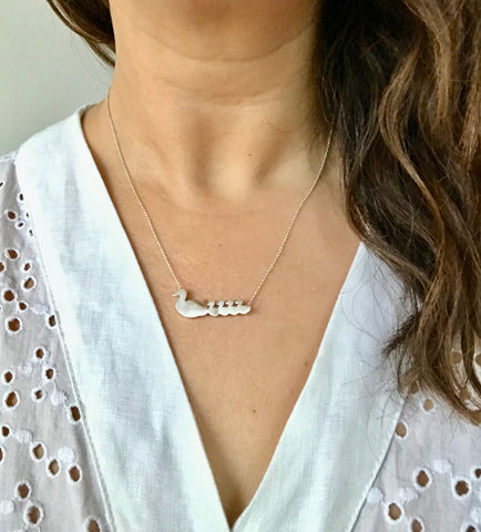 Duck Mom and 4 Babies Silhouette Necklace